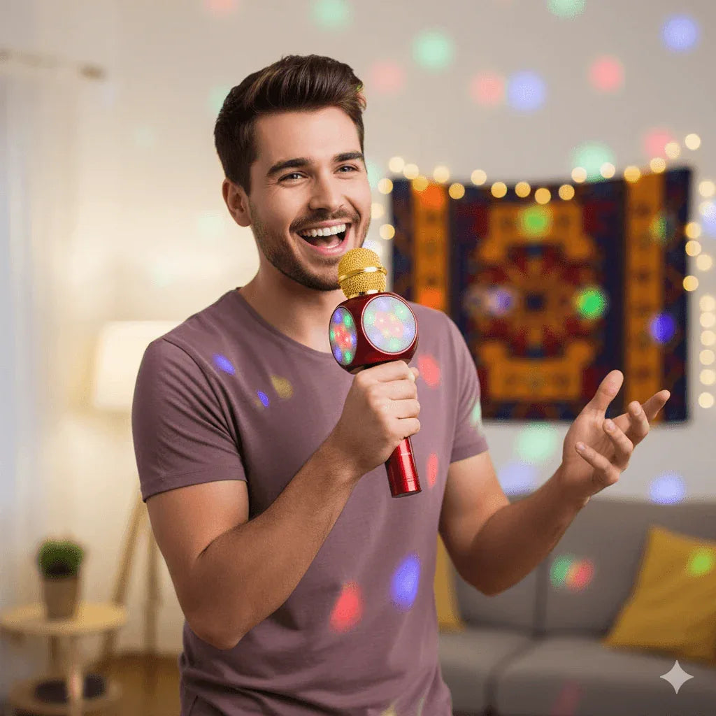 Ws-1816 ışıklı karaoke mikrofon bluetooth aux usb hafıza destekli