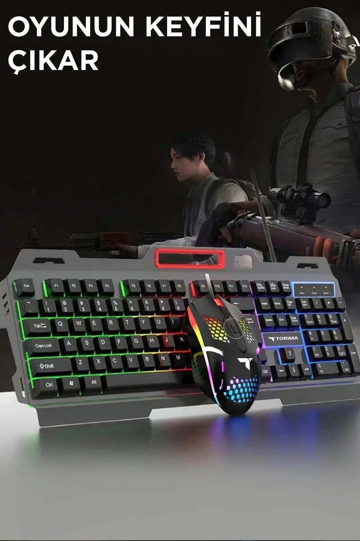 Rgb gaming mouse & keyboard set - renkli led ışıklı oyun seti tmk-06