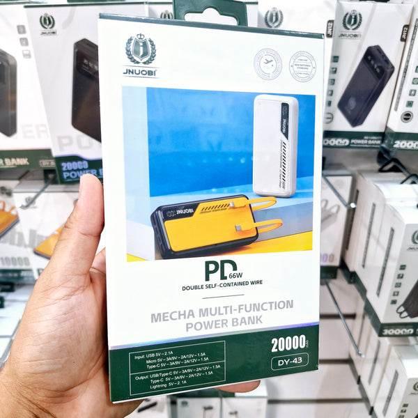 20,000 mah kendisinden lightning typec kablolu pd hızlı 66w destekli led göstergeli powerbank dy-43