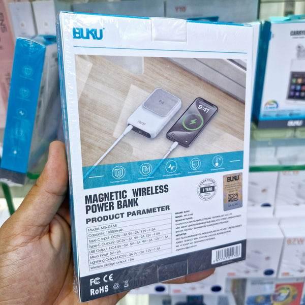 10,000 mah magnatik magsafe 15w kablosuz ve pd 22,50w+qc kendisinden kablolu hızlı şarj destekli powerbank mg-g168