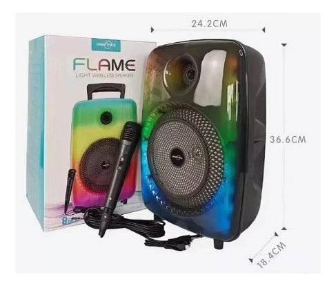 Flame light kablosuz hoparlör 8 inç mikrofonlu | rgb ışıklı, fm & sd & usb destekli bluetooth hoparlör