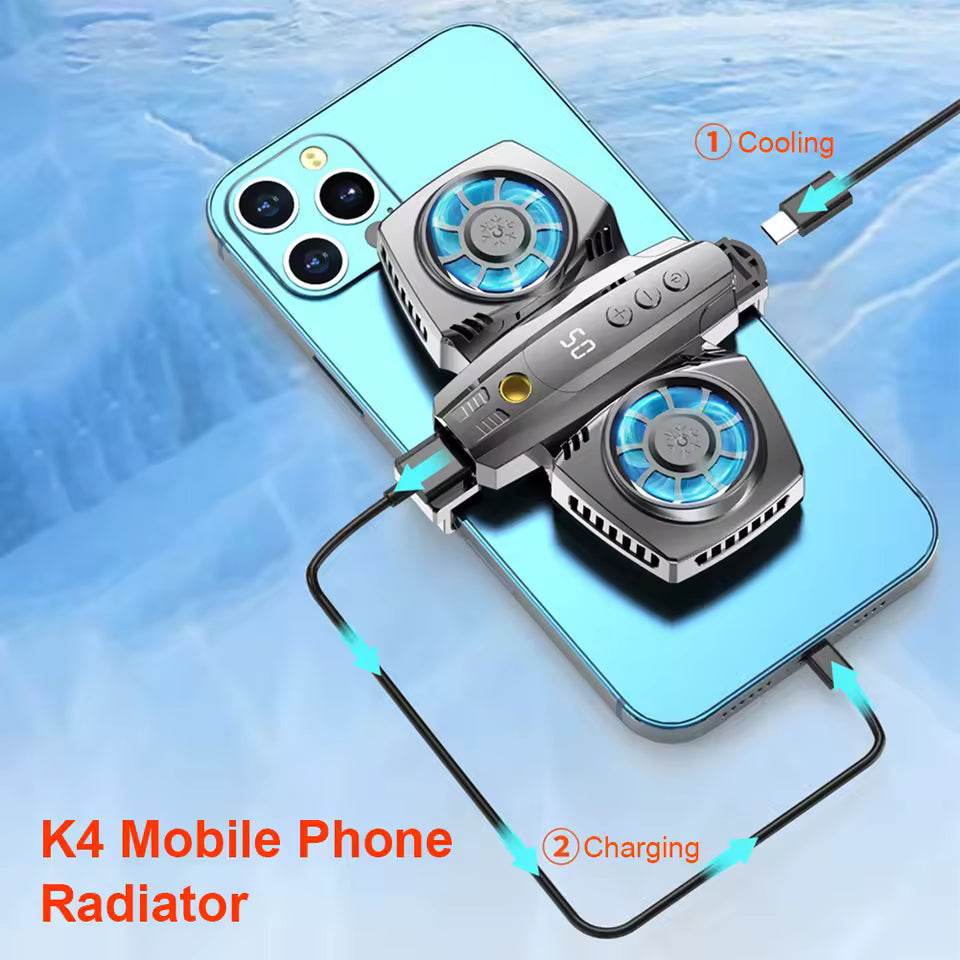 K4a çift fanlı telefon soğutucu | mobile live radyatör | yüksek hızlı soğutma, sessiz fan, oyun ve yayınlar için