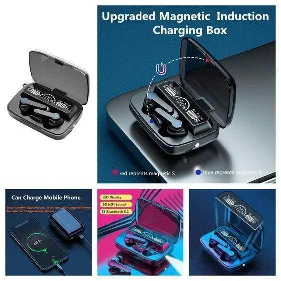 M19 mikrofonlu led göstergeli dokunmatik fenerli kulak içi powerbank özellikli bluetooth kulaklık
