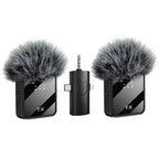 F11-2 kablosuz tx çift yaka mikrofonu | type-c + lightning + 3,5mm jak girişli | 3'ü 1 arada üniversal wireless mikrofon seti - G4A