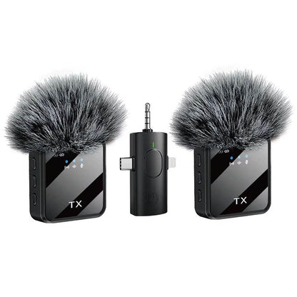 F11-2 kablosuz tx çift yaka mikrofonu | type-c + lightning + 3,5mm jak girişli | 3'ü 1 arada üniversal wireless mikrofon seti - G4A