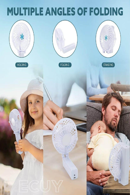 Şarj edilebilir mini el fanı | 3 kademeli hız, katlanabilir tasarım, usb’li taşınabilir fan