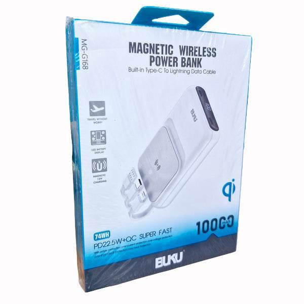 10,000 mah magnatik magsafe 15w kablosuz ve pd 22,50w+qc kendisinden kablolu hızlı şarj destekli powerbank mg-g168 - P1T