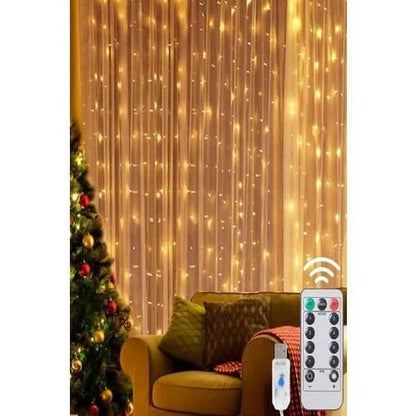 3 metre 10*30 ledli perde led kanca asmalı ışık yılbaşı led ışık dekor lambası yılbaşı ağacı ışığı organizasyon led ışık Kumandalı 3 metre*10 şerit (her şerit 3 metre 30 led) PRİZ girişli - G5F