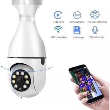 Wifi panorama camera mikrofonlu 360 derece döner led ışıklı gece görüşlü full hd ampul kamera