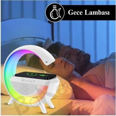 G şekli akıllı rgb lamba ve wirless şarj yeri gece lambası bluetooth hoparlör