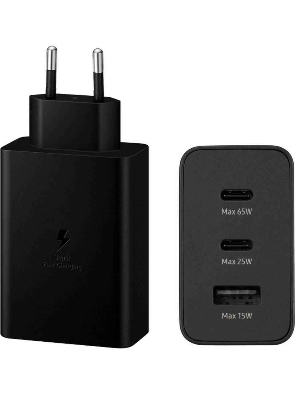 65w trio 3ü1 arada (typec 65w + typec 25w + usb 15w) çıkışlı adaptör ve typec to typec kablo hızlı şarj seti