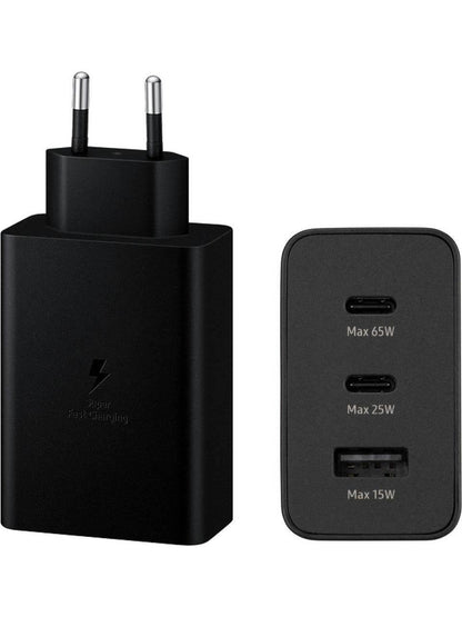 65w trio 3ü1 arada (typec 65w + typec 25w + usb 15w) çıkışlı adaptör ve typec to typec kablo hızlı şarj seti