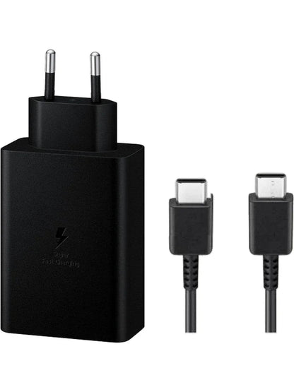 65w trio 3ü1 arada (typec 65w + typec 25w + usb 15w) çıkışlı adaptör ve typec to typec kablo hızlı şarj seti