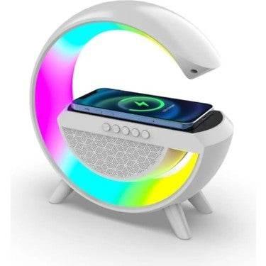 G şekli akıllı rgb lamba ve wirless şarj yeri gece lambası bluetooth hoparlör