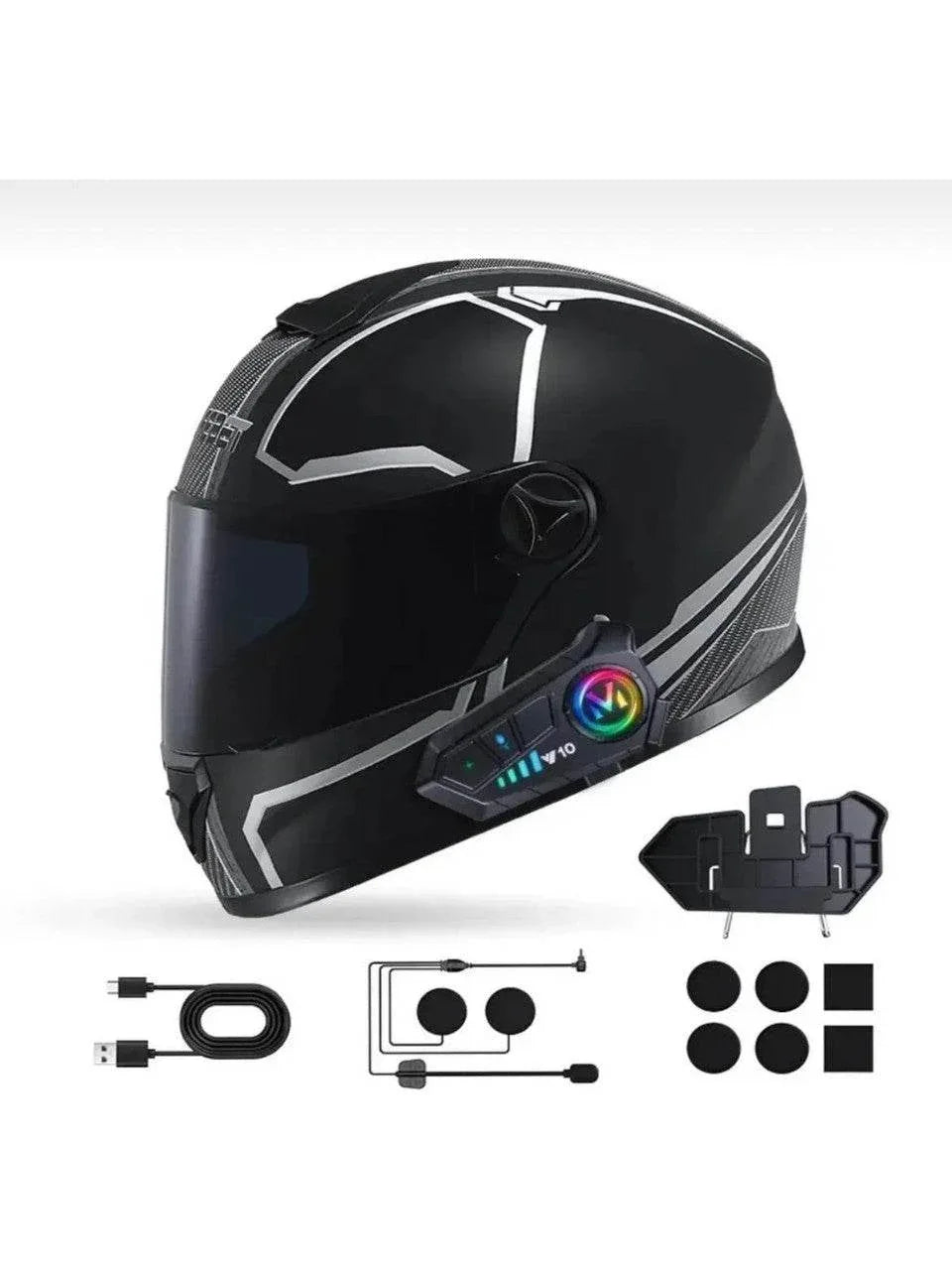 Y10 su geçirmez kask intercom bluetoothlu stereo rgb ışıklı universal