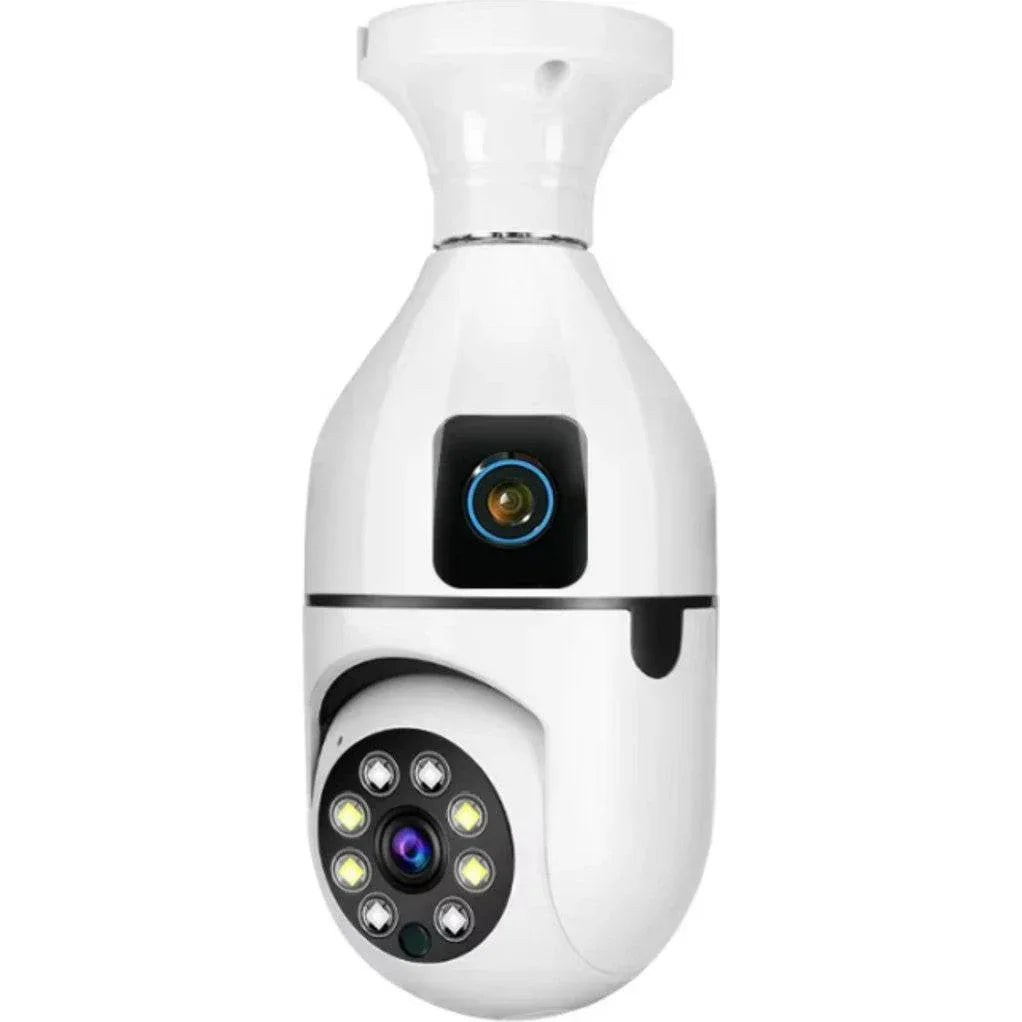 Wifi panorama Çift camera mikrofonlu 360 derece döner led ışıklı gece görüşlü full hd ampul kamera - G5J