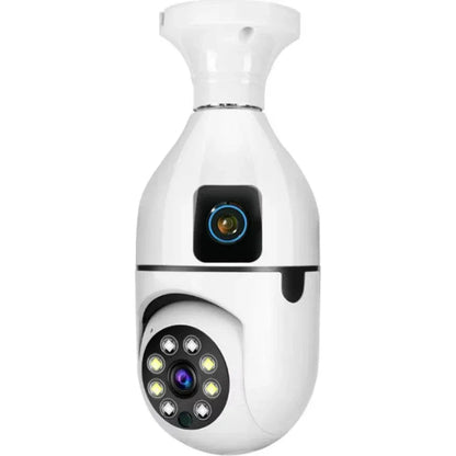 Wifi panorama Çift camera mikrofonlu 360 derece döner led ışıklı gece görüşlü full hd ampul kamera - G5J