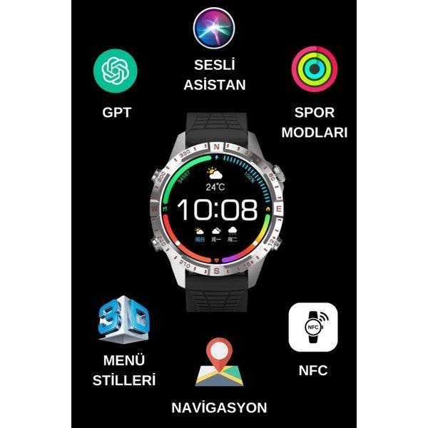 HK29 Hero Amoled Ekran Yuvarlak Akıllı Saat Navigasyon Bluetooth Çağrı Android Ios Uyumlu Saat