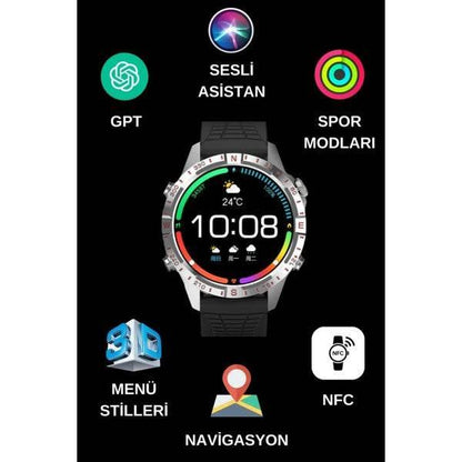 HK29 Hero Amoled Ekran Yuvarlak Akıllı Saat Navigasyon Bluetooth Çağrı Android Ios Uyumlu Saat