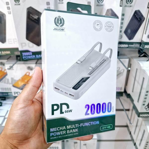 20,000 mah kendisinden lightning typec kablolu pd hızlı 66w destekli led göstergeli powerbank dy-43