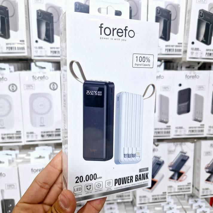 Forefo 20,000 mah powerbank | dahili type-c & lightning kablo | 22,5w hızlı şarj | led göstergeli | çift usb + type-c girişli taşınabilir şarj cihazı