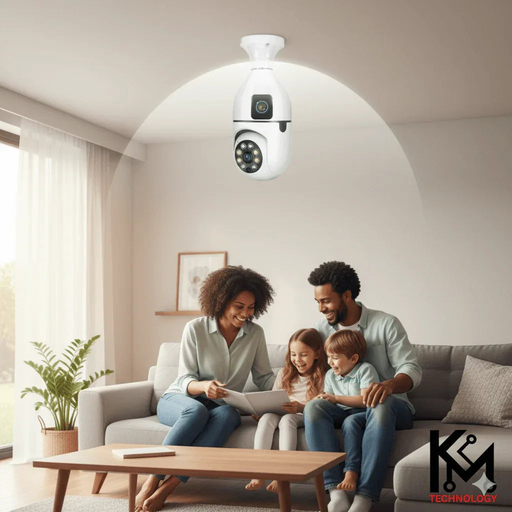 Wifi panorama Çift camera mikrofonlu 360 derece döner led ışıklı gece görüşlü full hd ampul kamera