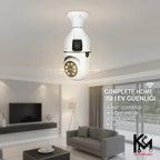 Wifi panorama Çift camera mikrofonlu 360 derece döner led ışıklı gece görüşlü full hd ampul kamera