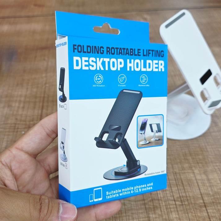 Metal tabanlı 360 derece döner ayarlanabilir katlanabilir masa üstü telefon tablet tutucu