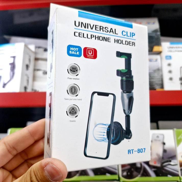 Rt-807 universal araç içi telefon tutucu | dikiz aynasına takılan, mıknatıslı, 360° ayarlanabilir klipsli sistem