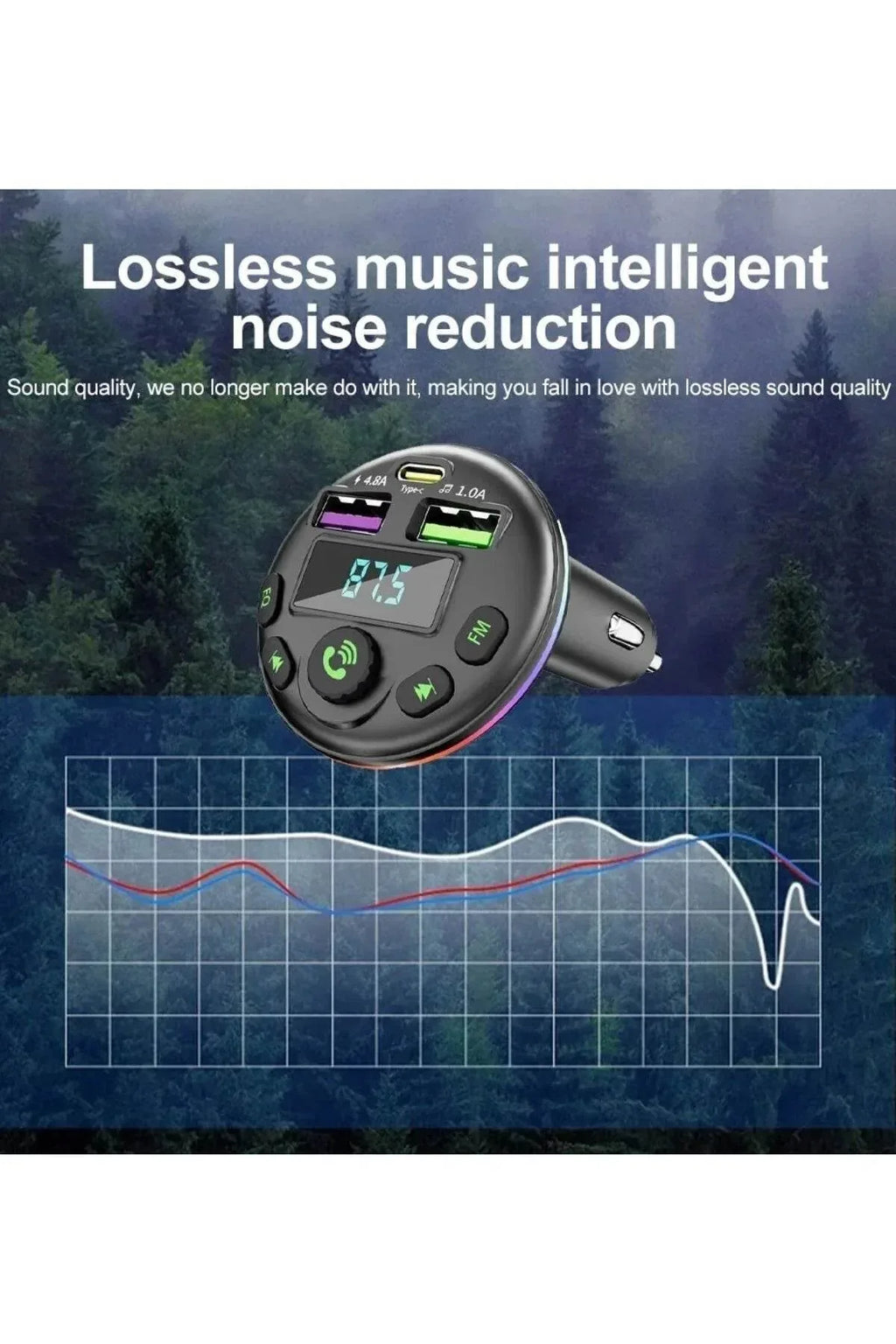 Araç içi bluetooth fm transmitter - micro typec lightning 3ü1 arada - pd 20-36w hızlı şarj, usb müzik çalar, hands-free arama g14