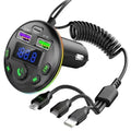 Araç içi bluetooth fm transmitter - micro typec lightning 3ü1 arada  - pd 20-36w hızlı şarj, usb müzik çalar, hands-free arama g14 - G4Q