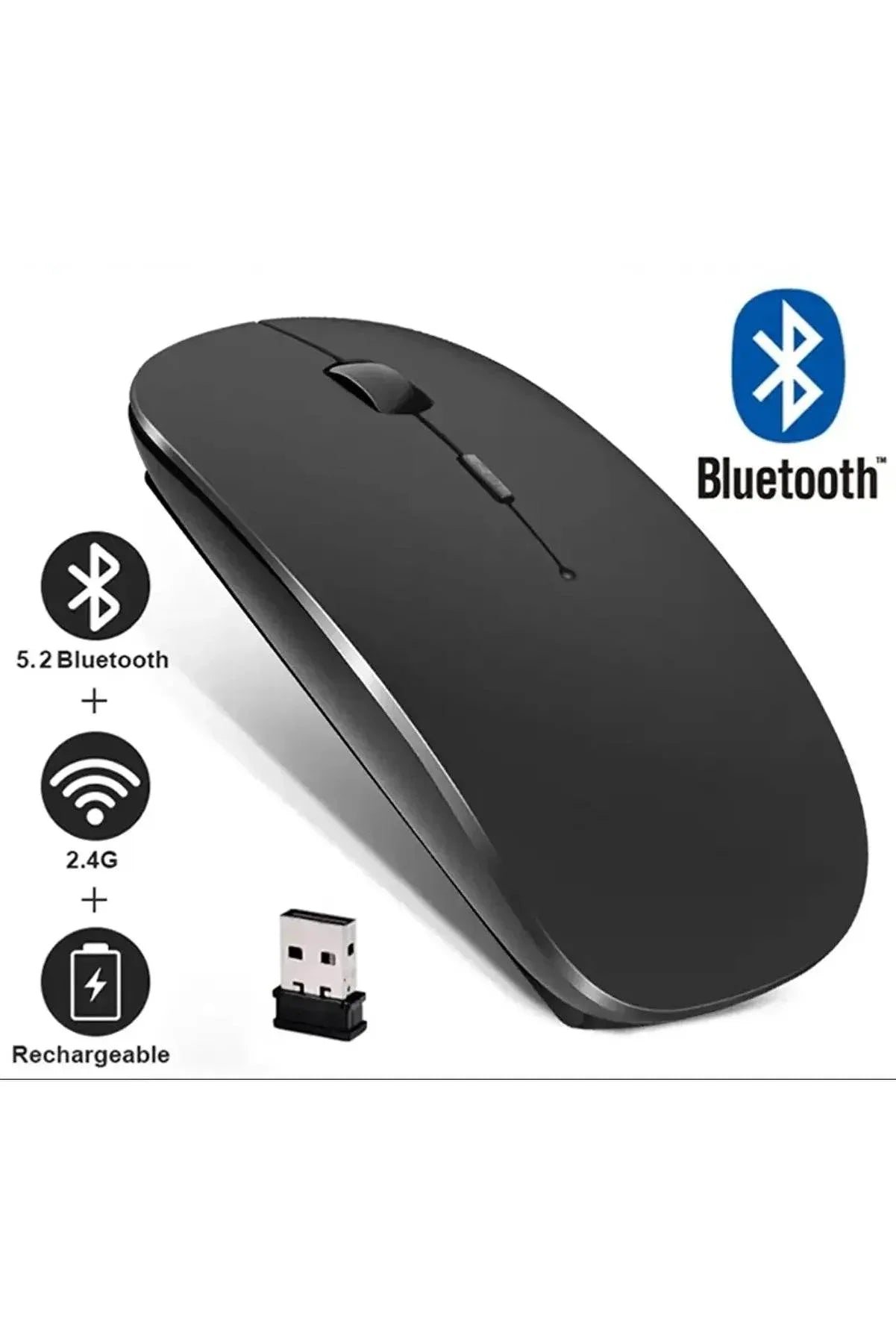 Ofis tarzı ince kablosuz mouse 2,4g ve bluetooth typec şarj edilebilir hız ayarlama tuşlu rgb ışıklı m8 - G2U