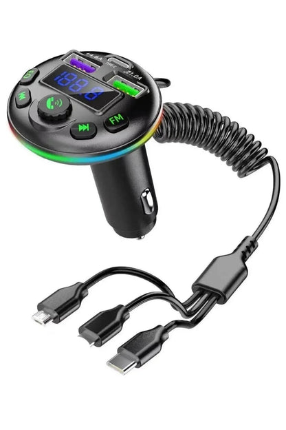 Araç içi bluetooth fm transmitter - micro typec lightning 3ü1 arada - pd 20-36w hızlı şarj, usb müzik çalar, hands-free arama g14