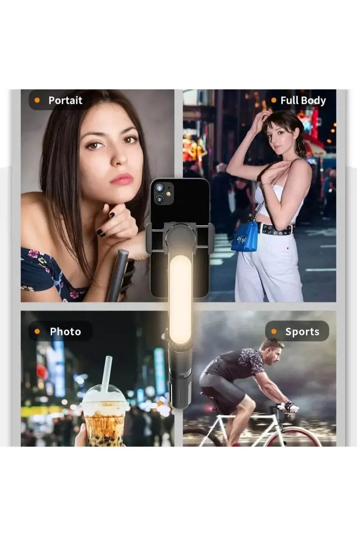 L09 mini gimbal tripod | ışıklı, sabitleyici, kumandalı, ayarlanabilir ayaklı, taşınabilir telefon tutucu