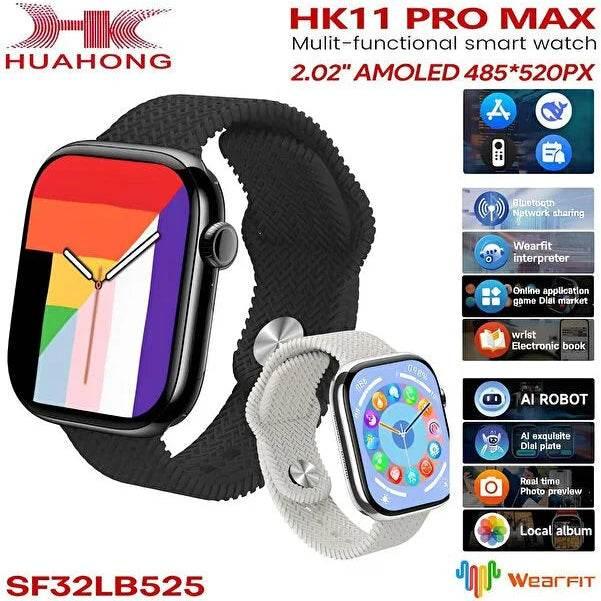 Hk11 pro max amoled ekranlı 45mm çift kordonlu ios android uyumlu akıllı saat