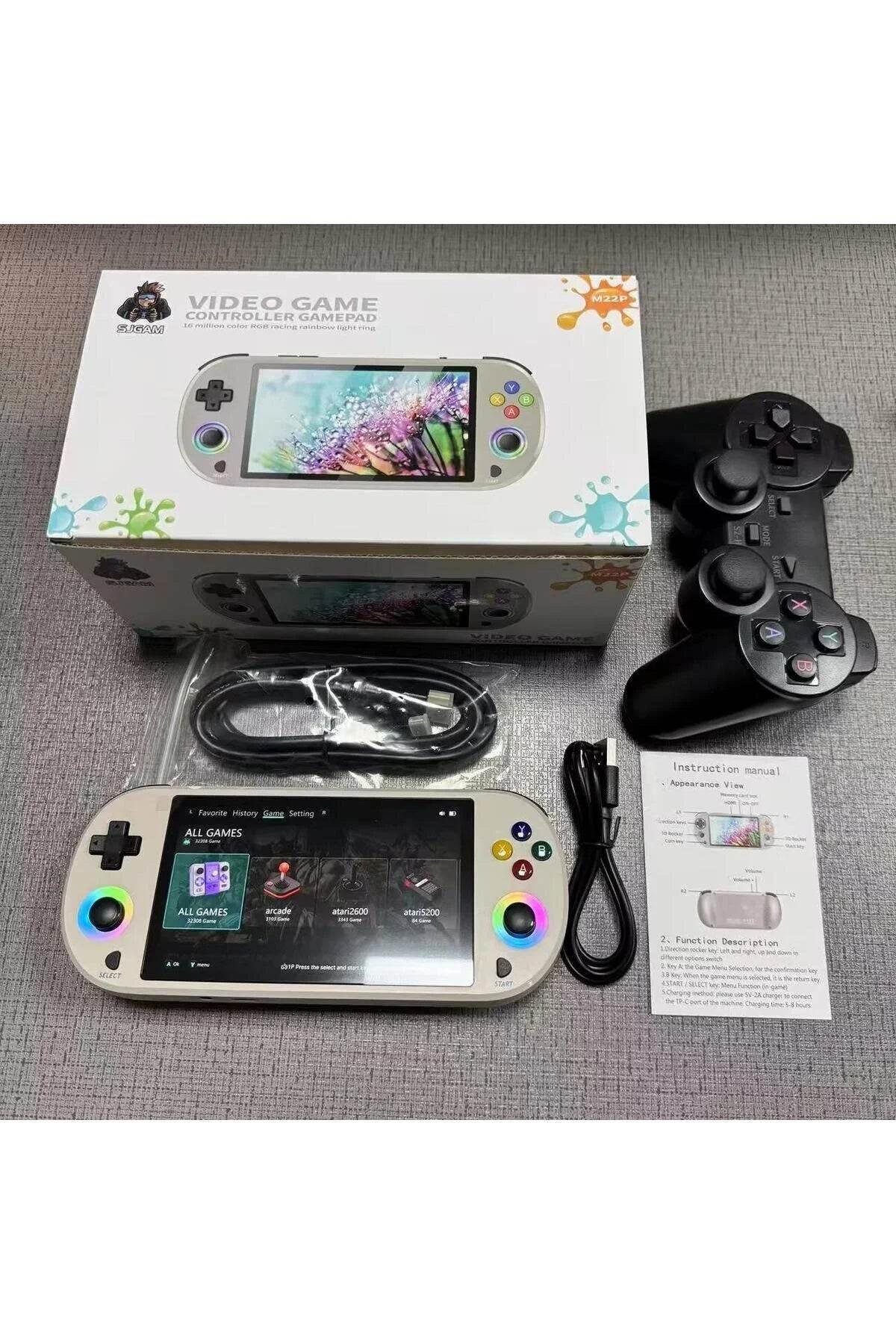 Sjgam M22 Pro Retro Oyun Konsolu 5,0 ''ıps Ekran Dahili 20000+ Oyun Emülatörleri Rgb LED Joystick