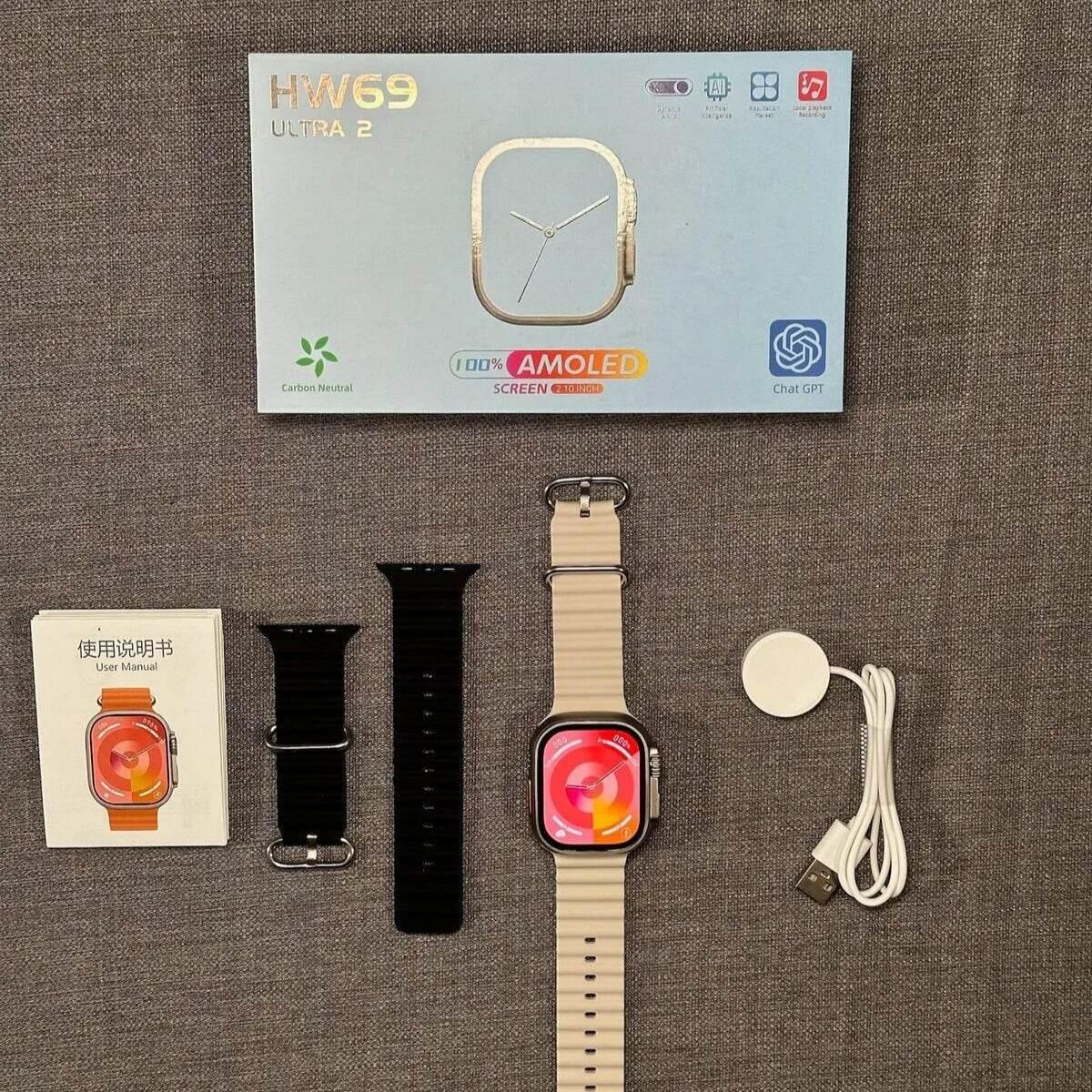 Hw69 ulta2 49mm 2,1 inç amoled ekranlı ios android uyumlu akıllı saat