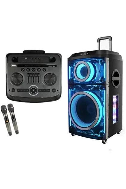 Pte12h kablosuz hoparlör | 800w güç, çift mikrofonlu, 4 tekerlekli, çekçekli, rgb ışıklı, güçlü bass ve yüksek ses,tws destekli, usb/tf/fm