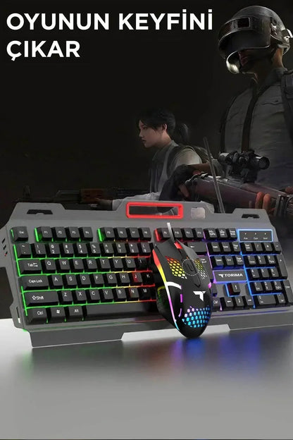 Rgb gaming mouse & keyboard set - renkli led ışıklı oyun seti tmk-06