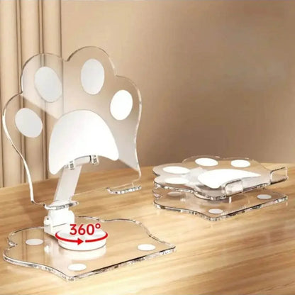 360 döner katlanabilir kedi eli telefon & tablet tutucu | şeffaf ve taşinabilir masa üstü stand