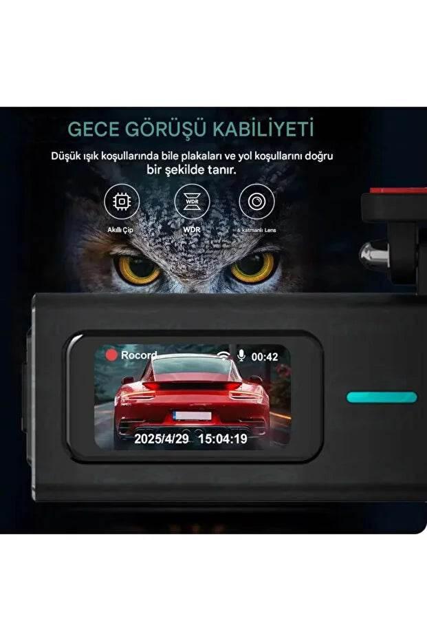 F8 4K Ultra Hd Ekranlı Ön Kamera Video Kaydedici Araç Kamerası Wi-Fi, IR Gece Görüşü, APP Kontrol DashCam