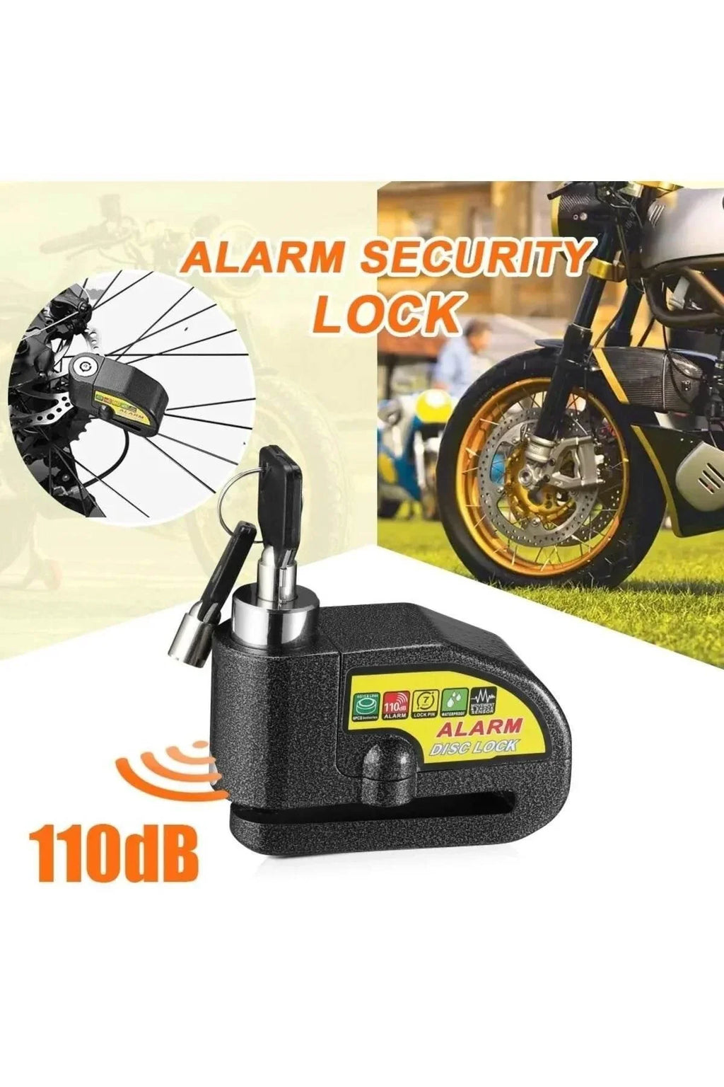 Alarm disc lock motosiklet teker kilidi suya dayanıklı alarmlı kolay kurulum tn-1404