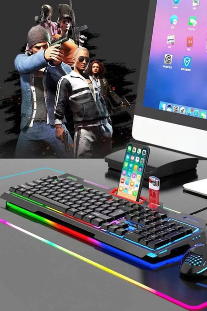 Rgb gaming mouse & keyboard set - renkli led ışıklı oyun seti tmk-06