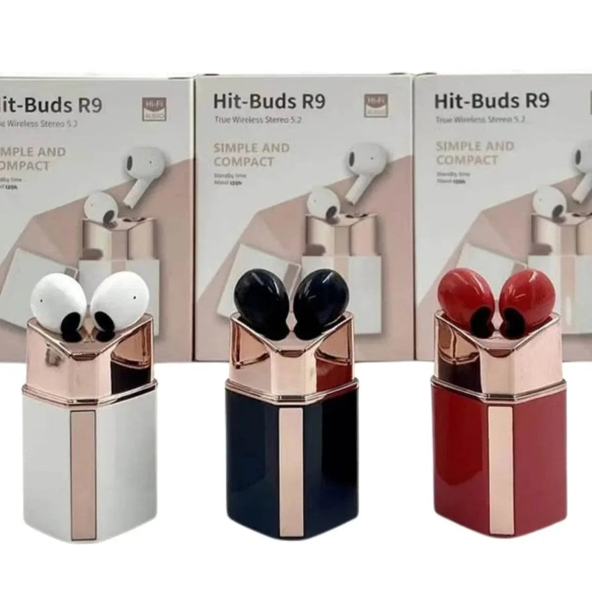 Hit buds r9 5,2v kulak içi mikrofonlu, kızlar için ruj şekli bluetooth kulaklık