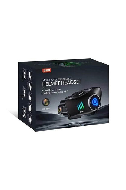 Q28 1080P kameralı Intercom +32GB SD Kartlı Bluetooth Motorsiklet Kask Kulaklığı İnterkom su geçirmez - G6O