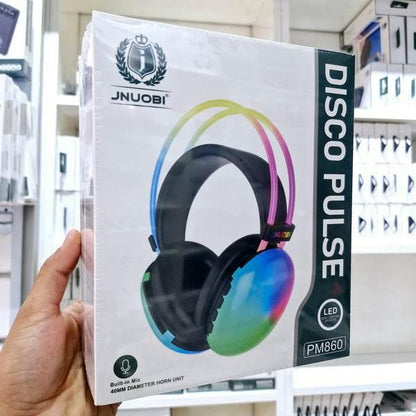 Disco pulse rgb ışıklı mikrofonlu anc 10saat pil ömürlü kafa üstü kulaklık pm860