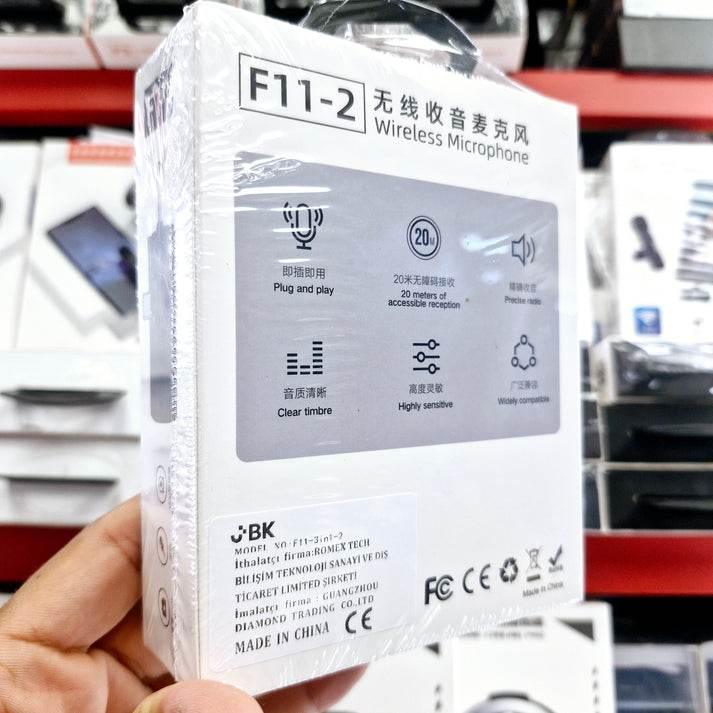 F11-2 kablosuz tx çift yaka mikrofonu | type-c + lightning + 3,5mm jak girişli | 3'ü 1 arada üniversal wireless mikrofon seti