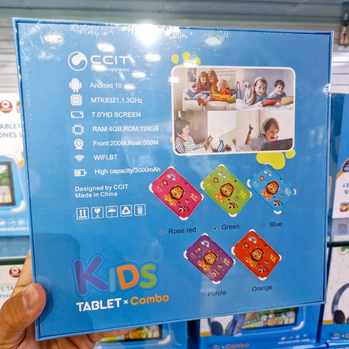 Ccıt 7" kids tablet & kulaklık seti - 4gb ram, 128gb hafıza, android 10, zoom destekli, çocuklara özel eğitim tableti