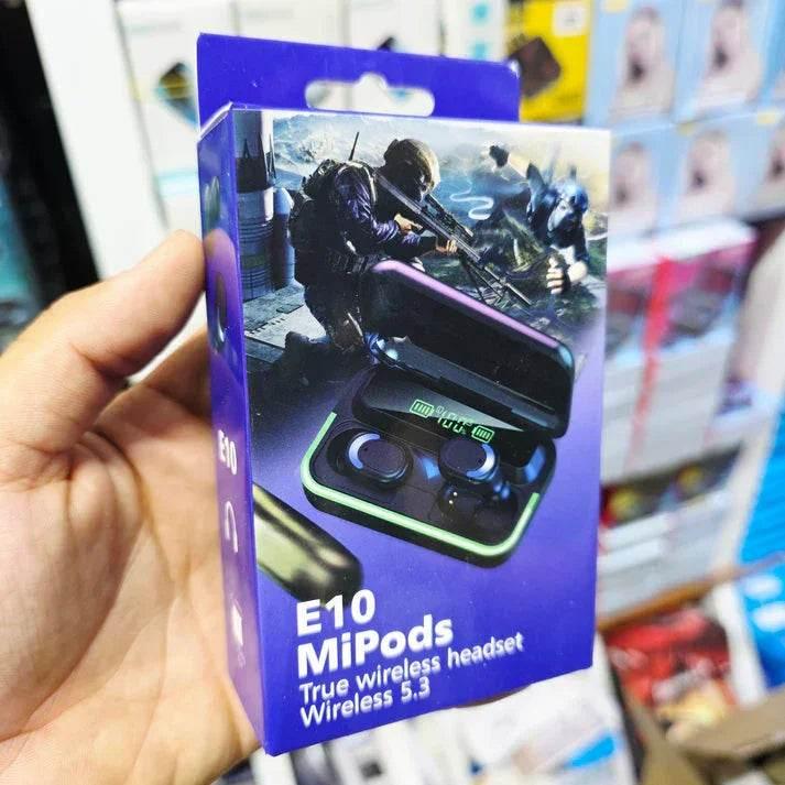 E10 mipods rgb ışıklı kulak içi led göstergeli 1000 mah powerbank özellikli bluetooth kulaklık