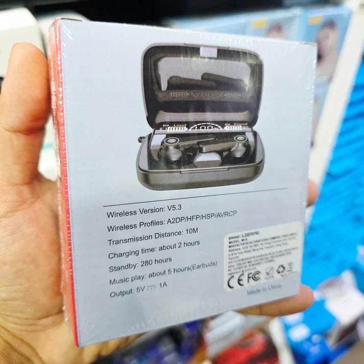 M19 mikrofonlu led göstergeli dokunmatik fenerli kulak içi powerbank özellikli bluetooth kulaklık
